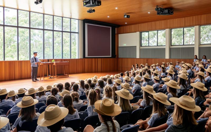 student assembly, school health, August 2024, Australia