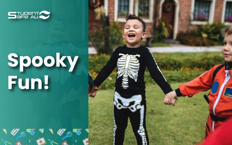 thumbnail group of little kids doing trick or treat in the neighbourhood, student safety, September 2024, Australia